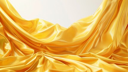 Poster - gold silk texture, shiny yellow liquid satin cloth background. abstract fabric wave material with dr