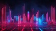 © Mark - Music equalizer concept with neon laser wave. Realistic modern illustration of abstract red and blue glow lines representing sound energy pulse. Tension chart for synthwave design with gradient led