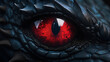 Close-up of a dragon's red eye