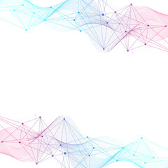 Poster - Abstract tech network connection dots. Digital technology and big data analysis background. Geometric background with abstract mesh, plexus lines