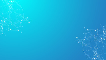 Poster - Abstract tech network connection dots. Digital technology and big data analysis background. Geometric background with abstract mesh, plexus lines