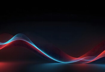Poster - Digital cyberspace futuristic, Red and Blue color particles wave flowing with lines and dots connection, Technology network abstract background. 3d rendering 