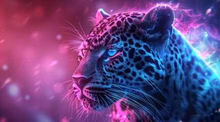 Sticker - A colorful leopard with a fiery mane