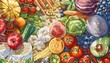 Managing Diabetes: Fresh Food Illustration