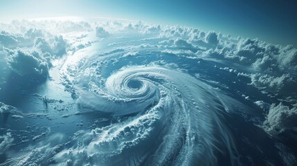 Wall Mural - Climate Change: A 3D vector illustration of a hurricane forming over warm ocean waters