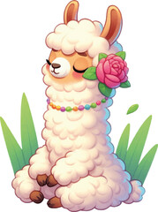 Wall Mural - cute watercolor illustration of alpaca doung yoga