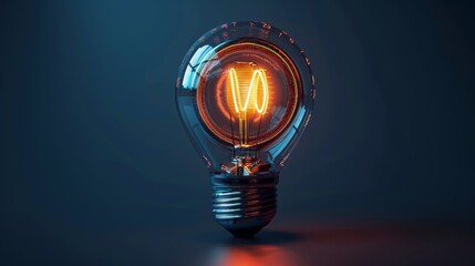 Wall Mural - Creativity and Design: A 3D vector illustration of a lightbulb with a camera lens inside
