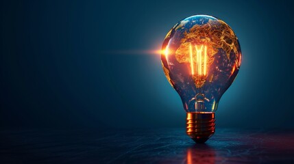Wall Mural - Creativity and Design: A 3D vector illustration of a lightbulb with a globe inside