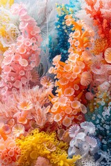 Wall Mural - a work of art made of corals made of murano glass and explosions, bright colors palette