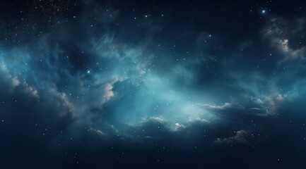 Wall Mural - a dark blue night sky , universe with stars nebula background