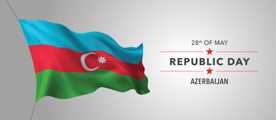 azerbaijan happy republic day greeting card, banner with template text vector illustration