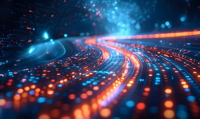 Wall Mural - visualization of data streams in a data network arranged in circular lines, abstract background crea