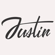 Justin English name greeting lettering card