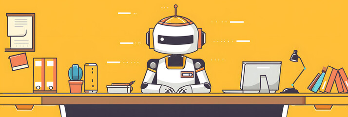 Poster - ai chatbots working and chatting in computer, 