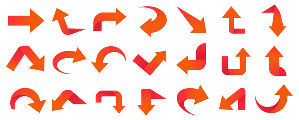 Fototapete - Set of red arrow icons, pointing up, down, left and right icon
