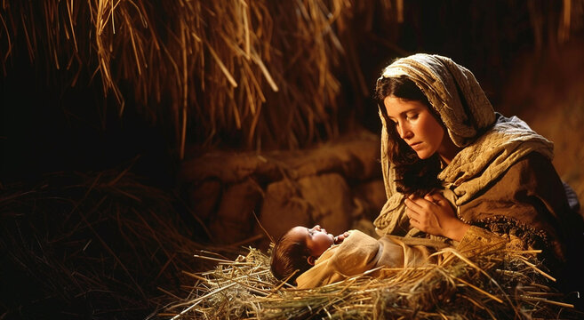 Christmas. The nativity scene. Christian religious illustration, background, banner	