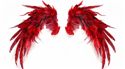 Wall Mural - red evil demon wings isolated on white background
