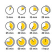 Timer, Clock, Stopwatch Icons Set on White Background. Vector
