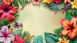 Flower Frame Illustration: A beautiful floral border design with tropical flower perfect for spring and summer-themed cards and decorations