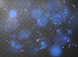 Vector sparkling blue stardust and flashing light particles isolated on transparent background