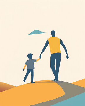 Father's Day celebration background adorned with a gift box mug calendar mustache heart shape illustration and vector