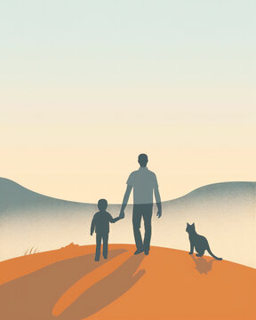 Father's Day celebration background adorned with a gift box mug calendar mustache heart shape illustration and vector
