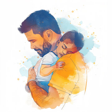 Father's Day celebration background adorned with a gift box mug calendar mustache heart shape illustration and vector
