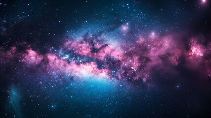 a breathtaking view of the milky way galaxy with vibrant pink, purple, and blue clouds of gas and du