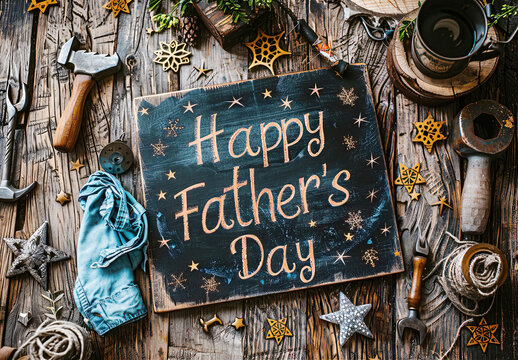 Father's Day celebration background adorned with a gift box mug calendar mustache heart shape illustration and vector