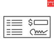 Cheque line icon, payment method and finance, checkbook vector icon, vector graphics, editable stroke outline sign, eps 10.