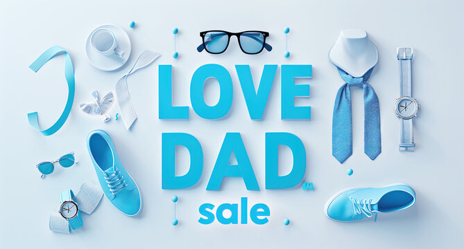 Father's Day celebration background adorned with a gift box mug calendar mustache heart shape illustration and vector