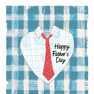 Father's Day celebration background adorned with a gift box mug calendar mustache heart shape