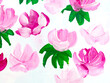 Abstract pink flowers, original hand drawn, impressionism style, color texture, brush strokes of paint