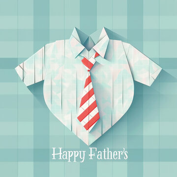 Father's Day celebration background adorned with a gift box mug calendar mustache heart shape