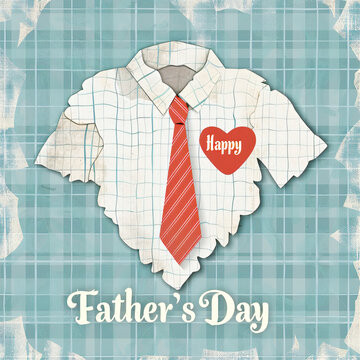 Father's Day celebration background adorned with a gift box mug calendar mustache heart shape