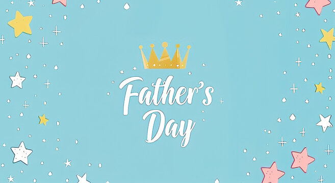 Father's Day celebration background adorned with a gift box mug calendar mustache heart shape