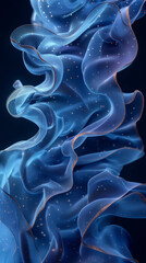 Wall Mural - abstract blue and gold waves glowing