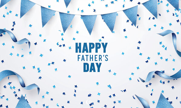 Father's Day celebration background adorned with a gift box mug calendar mustache heart shape