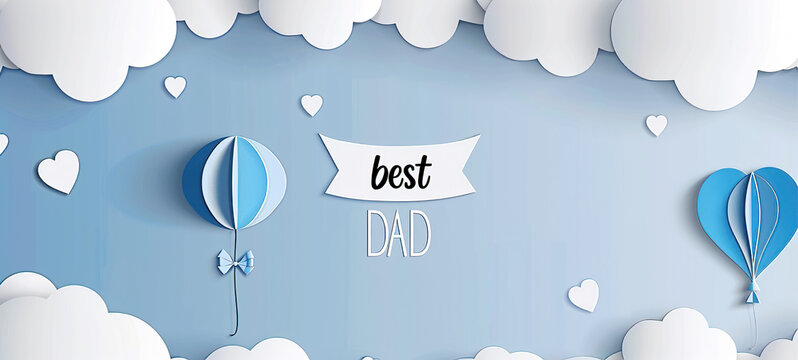 Father's Day celebration background adorned with a gift box mug calendar mustache heart shape