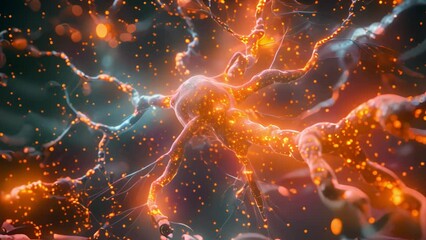 Poster - Neural synapses firing electric signals, depicting brain activity.