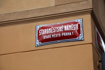 Wall Mural - Prague sign - Starometske Namesti square