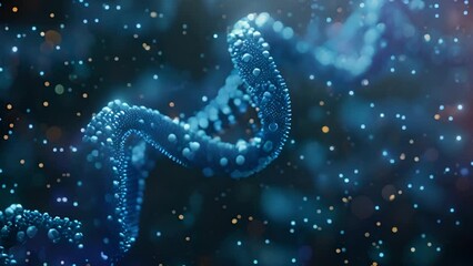 Poster - Enhanced view of a DNA double helix with illuminated particles, signifying genetic research.
