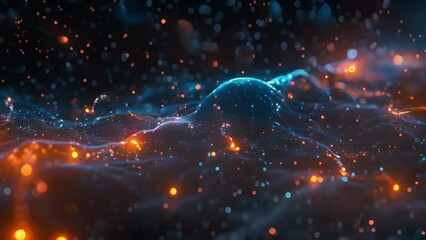 Poster - Digital representation of a neuron within a vibrant network of synaptic connections.