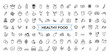 Thin Line Icon Set of Healthy Food, Halal, Kosher, Vegan food. Contains such Icons as Lactose, Gluten and Sugar Free, non GMO, NON Palm oil. Outline icons pack.