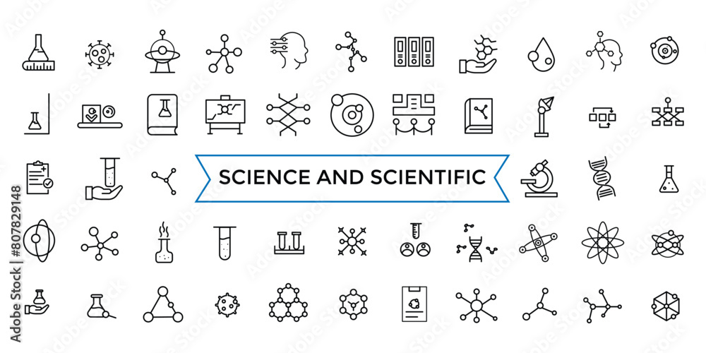 Objective Science Icon Science and scientific activity icon set. minimal line web icon set ...