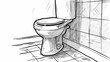 Hand-drawn sketch of a modern bathroom toilet