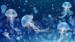 Mesmerizing Bioluminescent Jellyfish Floating in Ethereal Underwater Realm