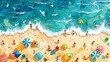 Seaside Adventures: Children Building Sandcastles in Coastal Paradise