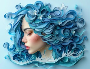 Wall Mural - mermaid in the form of the wave.