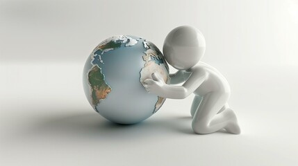 person kneeling and holding earth in hands, figure global green hand help